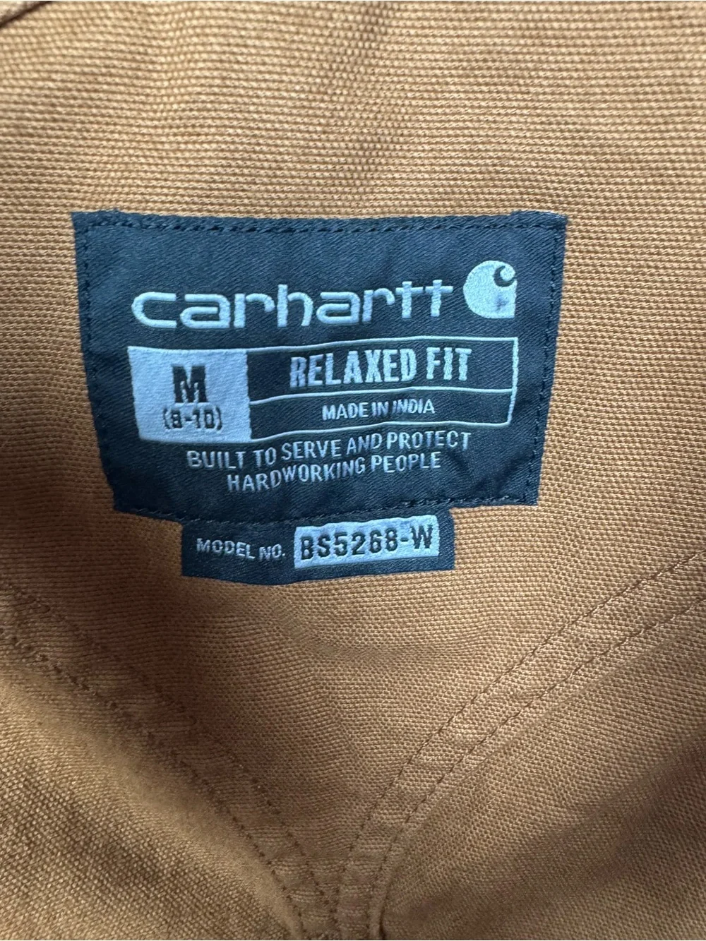 New Carhartt Women’s Tan Rugged Flex Relaxed Fit Canvas Shortall Overalls Medium - Picture 7 of 10